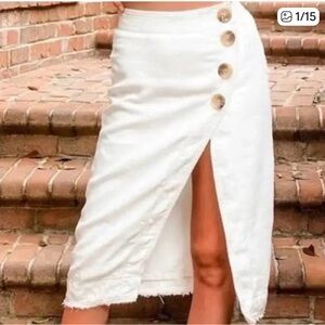 Anthropologie Maeve denim midi skirt sz12